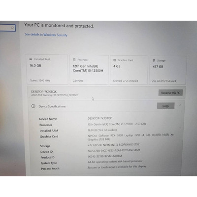 Материнська плата для ноутбука Asus FX707 з i5-12500H та RTX 3050 Материнська плата для ноутбука Asus FX707 з i5-12500H та RTX 3050