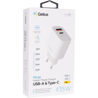 Мережевий зарядний пристрій Gelius Merge GP-HC060 GAN USB+Type-C 35W (QC/PD/PPS) White Мережевий зарядний пристрій Gelius Merge GP-HC060 GAN USB+Type-C 35W (QC/PD/PPS) White