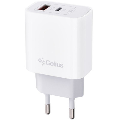 Мережевий зарядний пристрій Gelius Merge GP-HC060 GAN USB+Type-C 35W (QC/PD/PPS) White Мережевий зарядний пристрій Gelius Merge GP-HC060 GAN USB+Type-C 35W (QC/PD/PPS) White