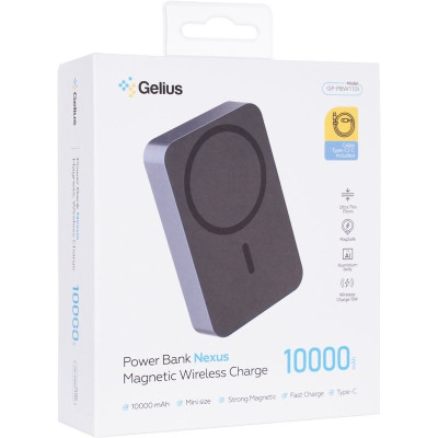 Повербанк з бездротовою зарядкою Gelius Nexus Magnetic Wireless Charge GP-PBW110i 15W 10 000mAh Dark Blue