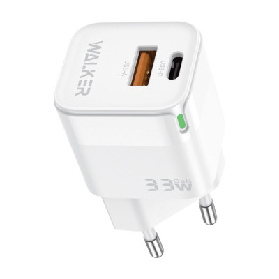 Мережевий зарядний пристрій (адаптер) WALKER WH-43 33W GAN PD_33W / QC3.0_18W white Мережевий зарядний пристрій (адаптер) WALKER WH-43 33W GAN PD_33W / QC3.0_18W white