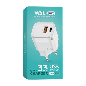 Мережевий зарядний пристрій (адаптер) WALKER WH-43 33W GAN PD_33W / QC3.0_18W white Мережевий зарядний пристрій (адаптер) WALKER WH-43 33W GAN PD_33W / QC3.0_18W white