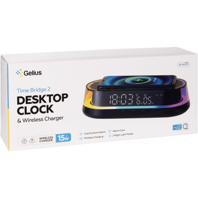 Настільний годинник з бездротовою зарядкою Gelius Time Bridge 2 GP-SDC02