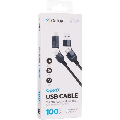 Кабель USB Gelius OpenX GP-UCN017 4in1 100W Black Кабель USB Gelius OpenX GP-UCN017 4in1 100W Black