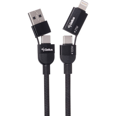 Кабель USB Gelius OpenX GP-UCN017 4in1 100W Black