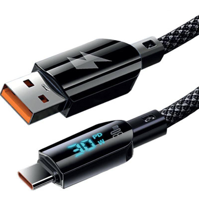 Кабель USB Gelius Screen GP-UCN008 USB-A to Type-C (1.2m) (30W) Black Кабель USB Gelius Screen GP-UCN008 USB-A to Type-C (1.2m) (30W) Black