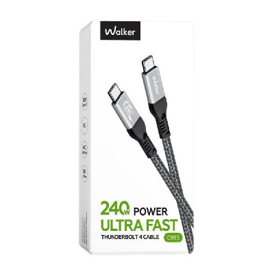 Кабель USB WALKER C995 240W Thunderbolt4 Type-C to Type-C black Кабель USB WALKER C995 240W Thunderbolt4 Type-C to Type-C black