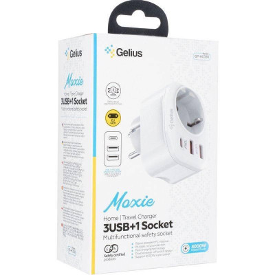 Мережевий зарядний пристрій Gelius Moxie GP-HC050 2USB (QC3.0) + Type-C (PD20W) White Мережевий зарядний пристрій Gelius Moxie GP-HC050 2USB (QC3.0) + Type-C (PD20W) White
