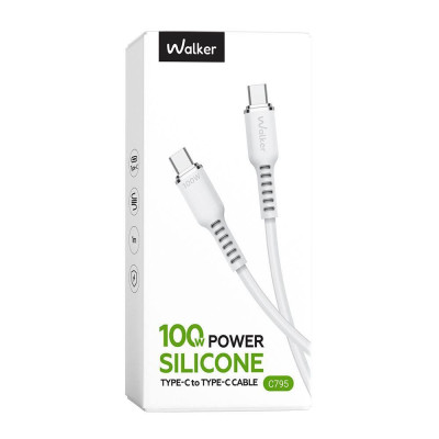 Кабель USB WALKER C795 Type-C to Type-C 100W white Кабель USB WALKER C795 Type-C to Type-C 100W white
