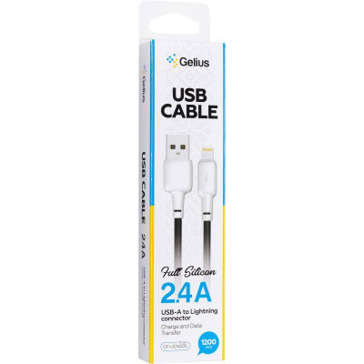 Кабель USB Gelius Full Silicon GP-UCN001L USB-A to Lightning (1.2m) (18W) Black/White Кабель USB Gelius Full Silicon GP-UCN001L USB-A to Lightning (1.2m) (18W) Black/White