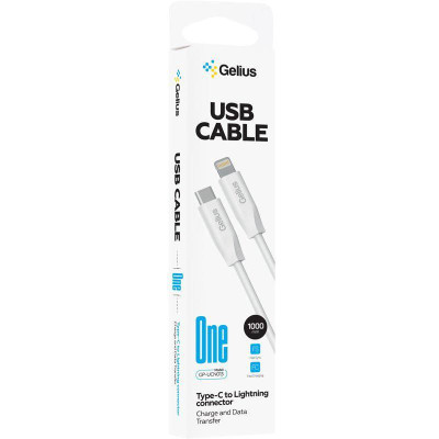 Кабель USB Gelius One GP-UCN013 Type-C to Lightning 3A 27W (1m) White Кабель USB Gelius One GP-UCN013 Type-C to Lightning 3A 27W (1m) White