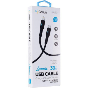 Кабель USB Gelius Lumin Lamp GP-UC100 Type-C to Lightning (2m) (30W) Black Кабель USB Gelius Lumin Lamp GP-UC100 Type-C to Lightning (2m) (30W) Black