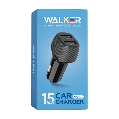 Автомобільний зарядний пристрій (адаптер) WALKER WCR-31 2USB / 15W black Автомобільний зарядний пристрій (адаптер) WALKER WCR-31 2USB / 15W black