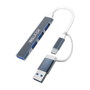 Перехідник USB-хаб 4в1 WALKER WHUB-11 grey Перехідник USB-хаб 4в1 WALKER WHUB-11 grey
