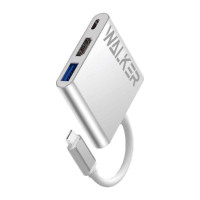 Перехідник USB-хаб 3в1 WALKER WHUB-35 з роз'ємом Type-C silver Перехідник USB-хаб 3в1 WALKER WHUB-35 з роз'ємом Type-C silver