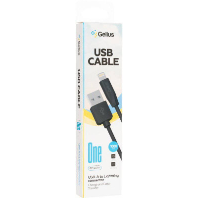 Кабель USB Gelius One GP-UC117 USB-A на Lightning (1 м) (12 Вт) Чорний Кабель USB Gelius One GP-UC117 USB-A на Lightning (1 м) (12 Вт) Чорний