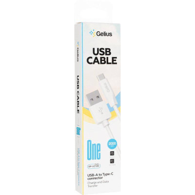 Кабель USB Gelius One GP-UC120 USB-A на Type-C (2 м) (12 Вт) Білий Кабель USB Gelius One GP-UC120 USB-A на Type-C (2 м) (12 Вт) Білий
