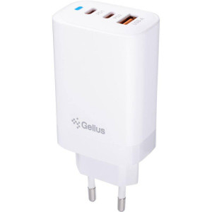 Мережевий зарядний пристрій Gelius Elevaro GP-HC065 65W USB+2Type-C (QC/PD/PPS) White Мережевий зарядний пристрій Gelius Elevaro GP-HC065 65W USB+2Type-C (QC/PD/PPS) White