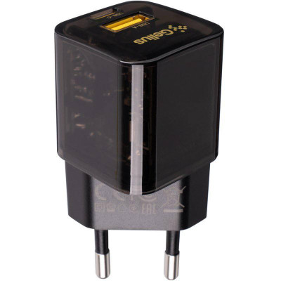 Мережевий зарядний пристрій Gelius Genesis GP-HC055 USB+Type-C 30W GaN (Incredible series) Transparent Black
