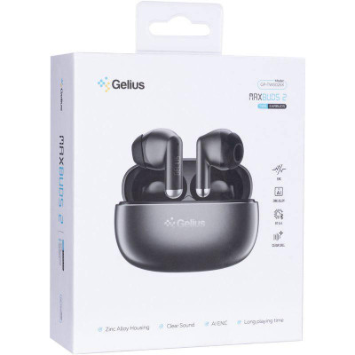 Бездротові навушники TWS Gelius MaxBuds 2 GP-TWS025X Gun Metal Бездротові навушники TWS Gelius MaxBuds 2 GP-TWS025X Gun Metal