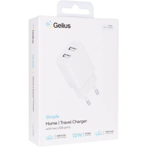 Мережевий зарядний пристрій Gelius Simple GP-HC059 (2 USB/2.4A) White Мережевий зарядний пристрій Gelius Simple GP-HC059 (2 USB/2.4A) White