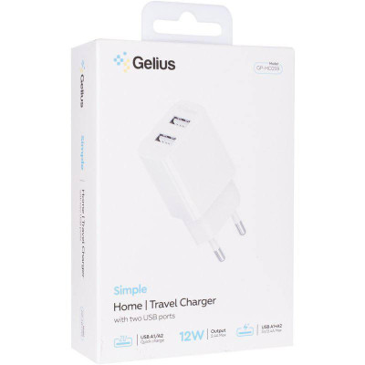 Мережевий зарядний пристрій Gelius Simple GP-HC059 (2 USB/2.4A) White