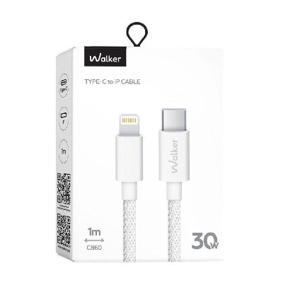Кабель USB WALKER C860 Type-C to Lightning 30W white Кабель USB WALKER C860 Type-C to Lightning 30W white